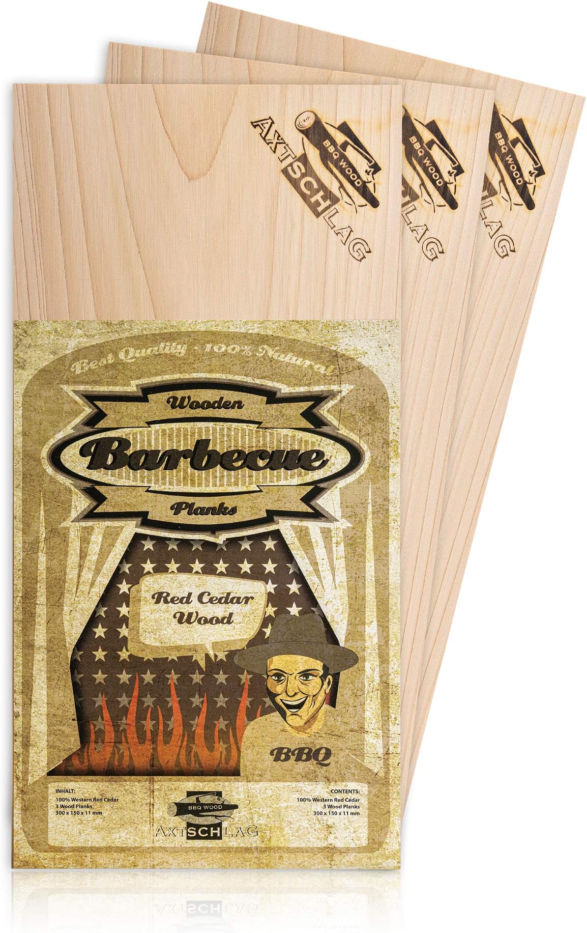 Axtschlag Wood Planks Western Cedar 100G02M1200 V, Smoke, Pack of 3, Red