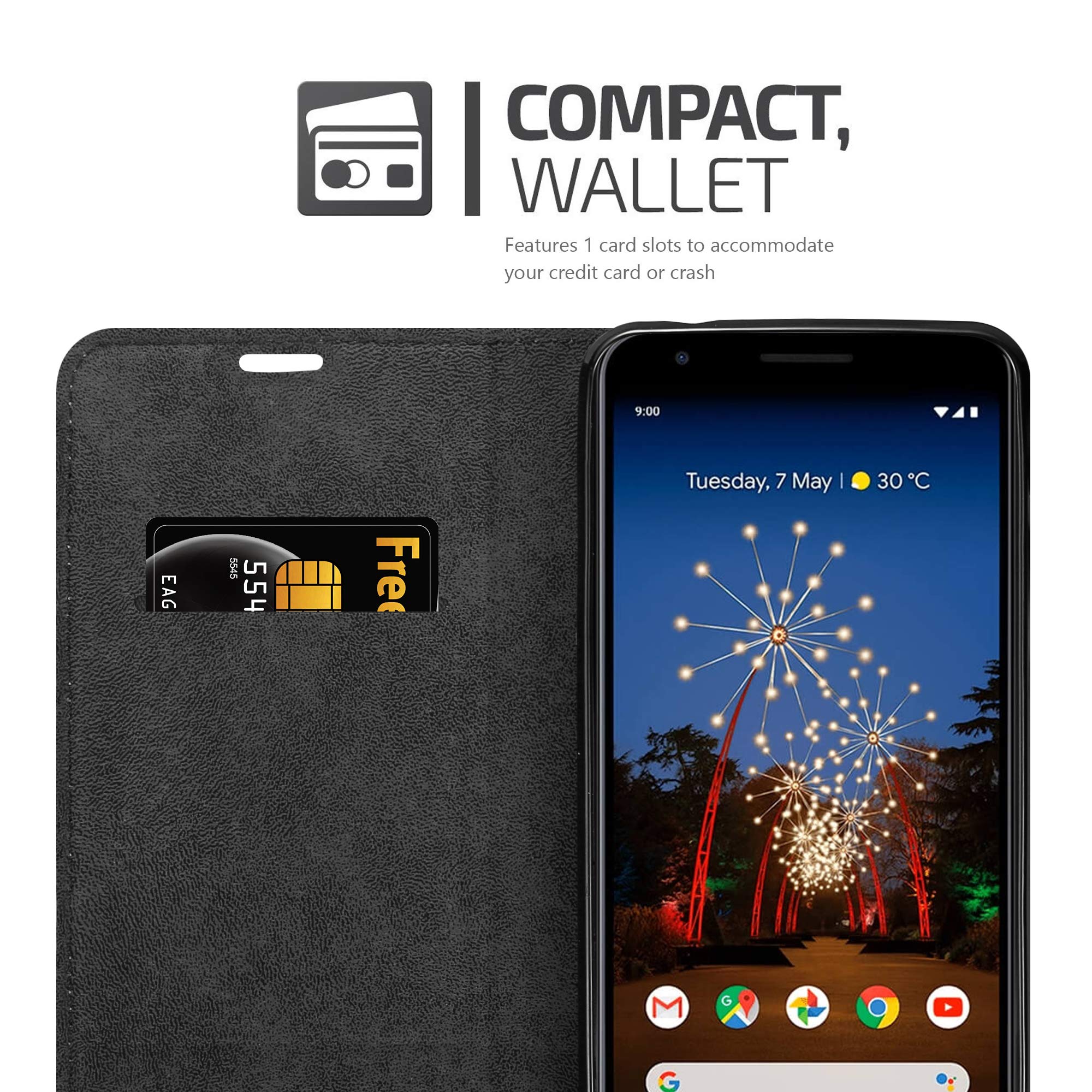 Cadorabo Custodia Libro Portafoglio Per Google Pixel 3a – Colore Bruno Café, Chiusura Magnetica E Slot Per Carte