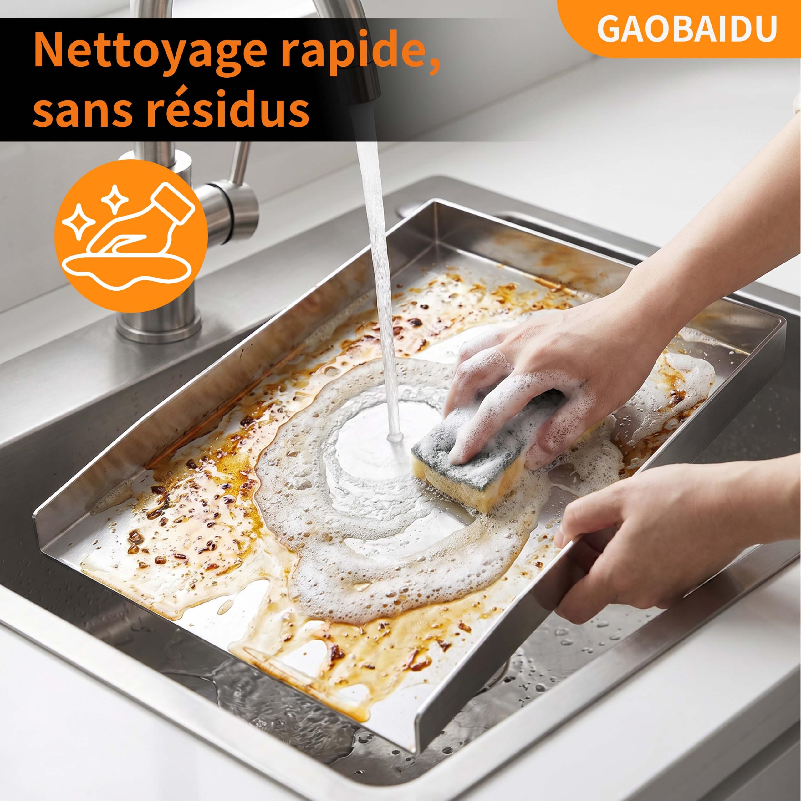 Plaque de cuisson en acier inoxydable - Épaisse et anti-rouille, inclut 2 spatules et 5 brochettes - Pour la plupart des grils à gaz et au charbon de bois (40x30x4CM)