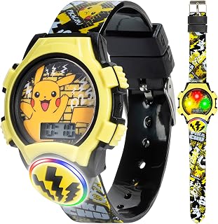 Accutime Pokémon Kids Digital Watch Pikachu Light-Up LCD for Boys Girls - Durable Fun Time Teller