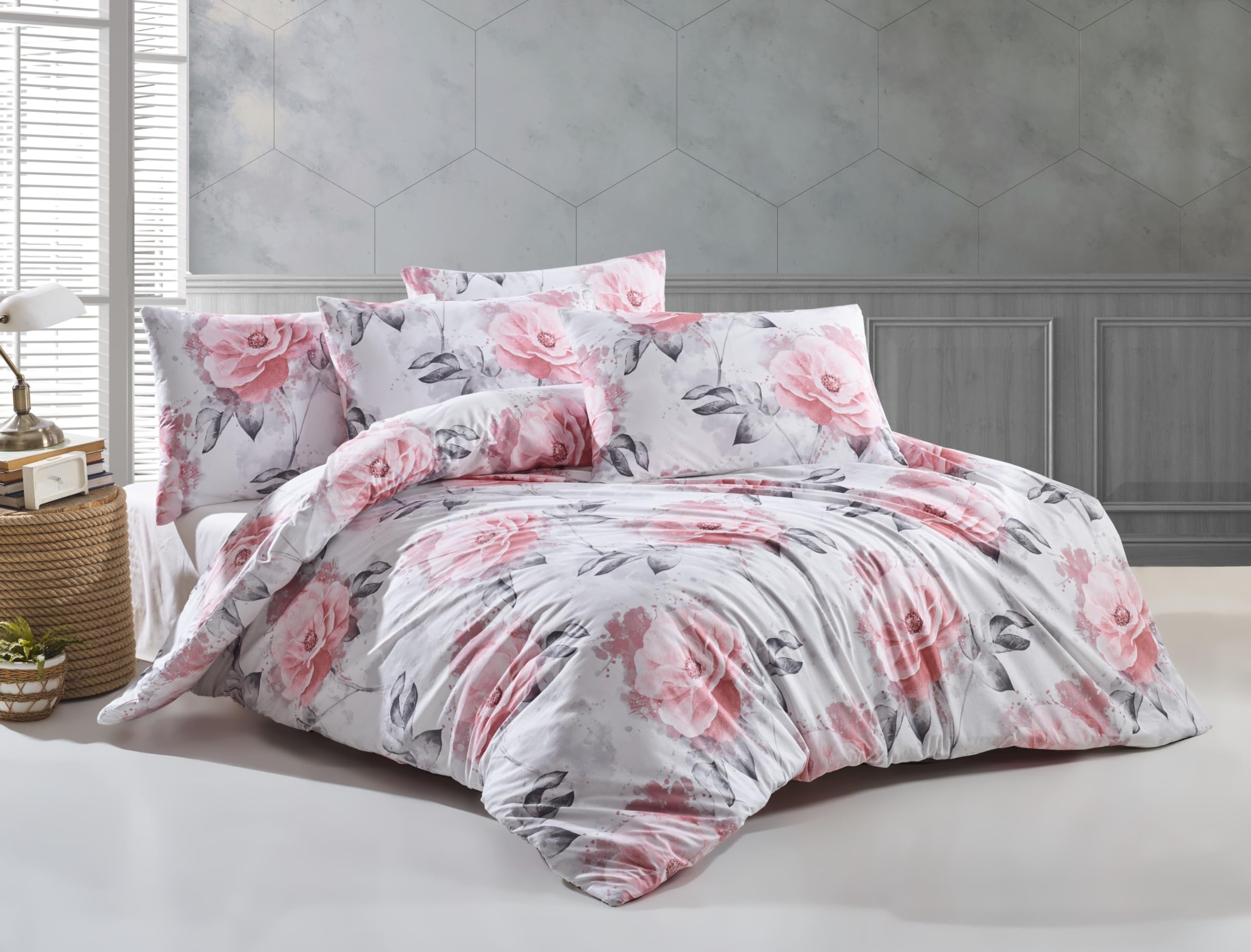 Housse de couette coton anti-transpiring 200x220 parure lit rose