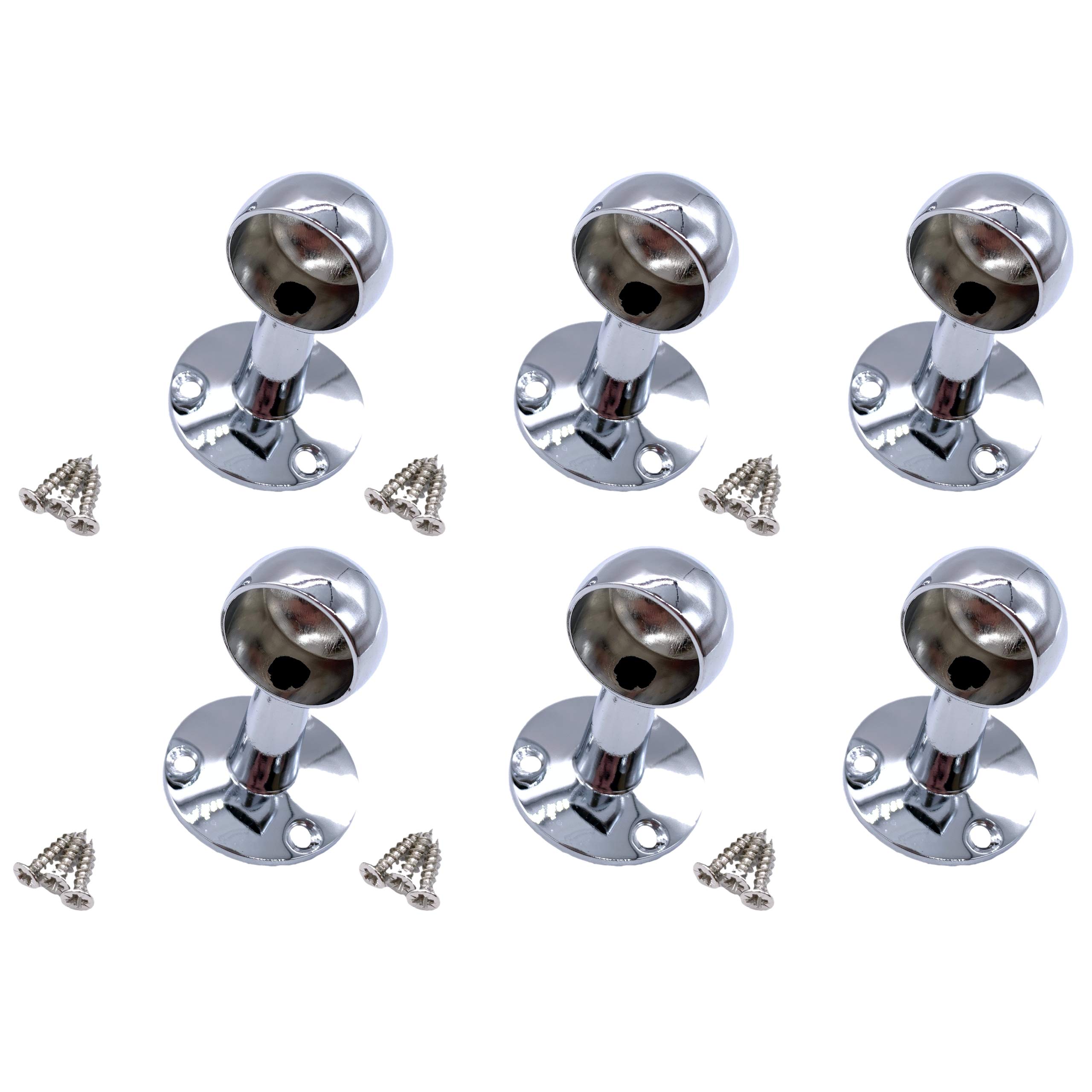 Eai Chrome Wardrobe Rail Drop End Bracket Suit 25Mm Diameter Rail Polished - Pack Of 6