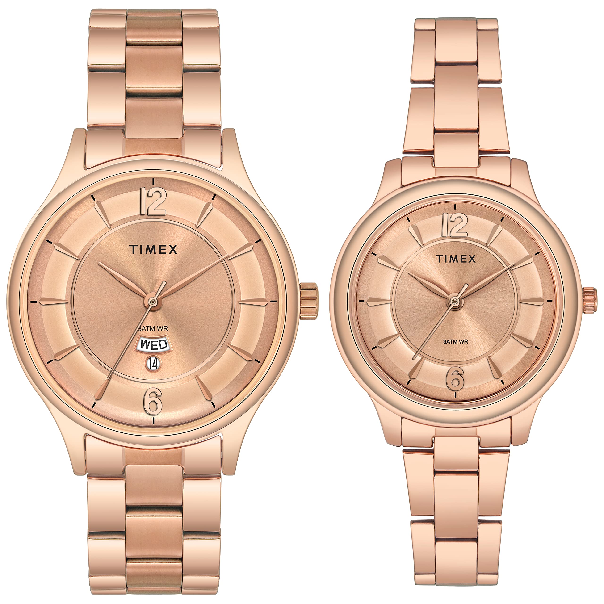 TIMEX Empera Collection Multifunction Pairs Analog Rose Gold Coloured Dial Quartz Watch, Round Dial with 43mm Case Width (B0BLCWXJSM) Amazon Price History, Amazon Price Tracker