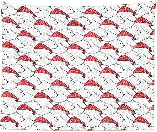 Lunarable Polar Bear Tapestry King Size, Repetitive North Pole Animals with Scarves Arctic Cartoon Illustration, Wall Hanging Bedspread Bed Cover