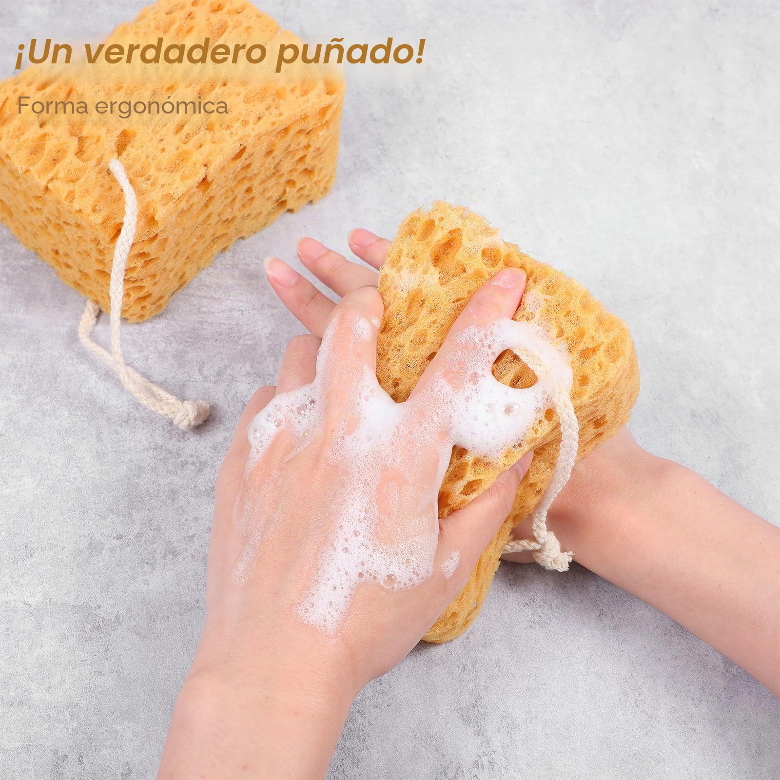 2 esponjas de baño, esponjas de ducha más grandes, esponja natural, exfoliante ultrasuave, espuma densa en forma de panal para mujeres y hombres, piel seca sensible