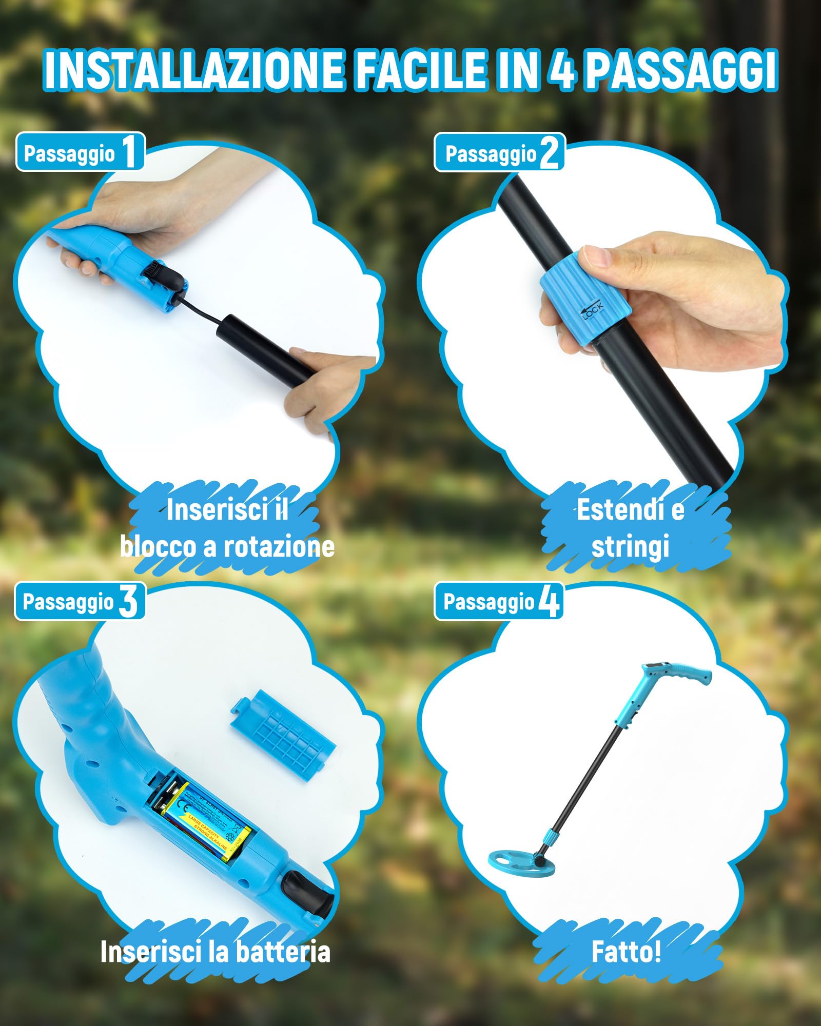 KAIWEETS Metal Detector Bambini, con Schermo LCD a Colori Animato, Asta Regolabile e Design Leggero, Set Completo con Zaino, Paletta, Rastrello e Monete Bonus – Rilevatore di Metalli Educativo