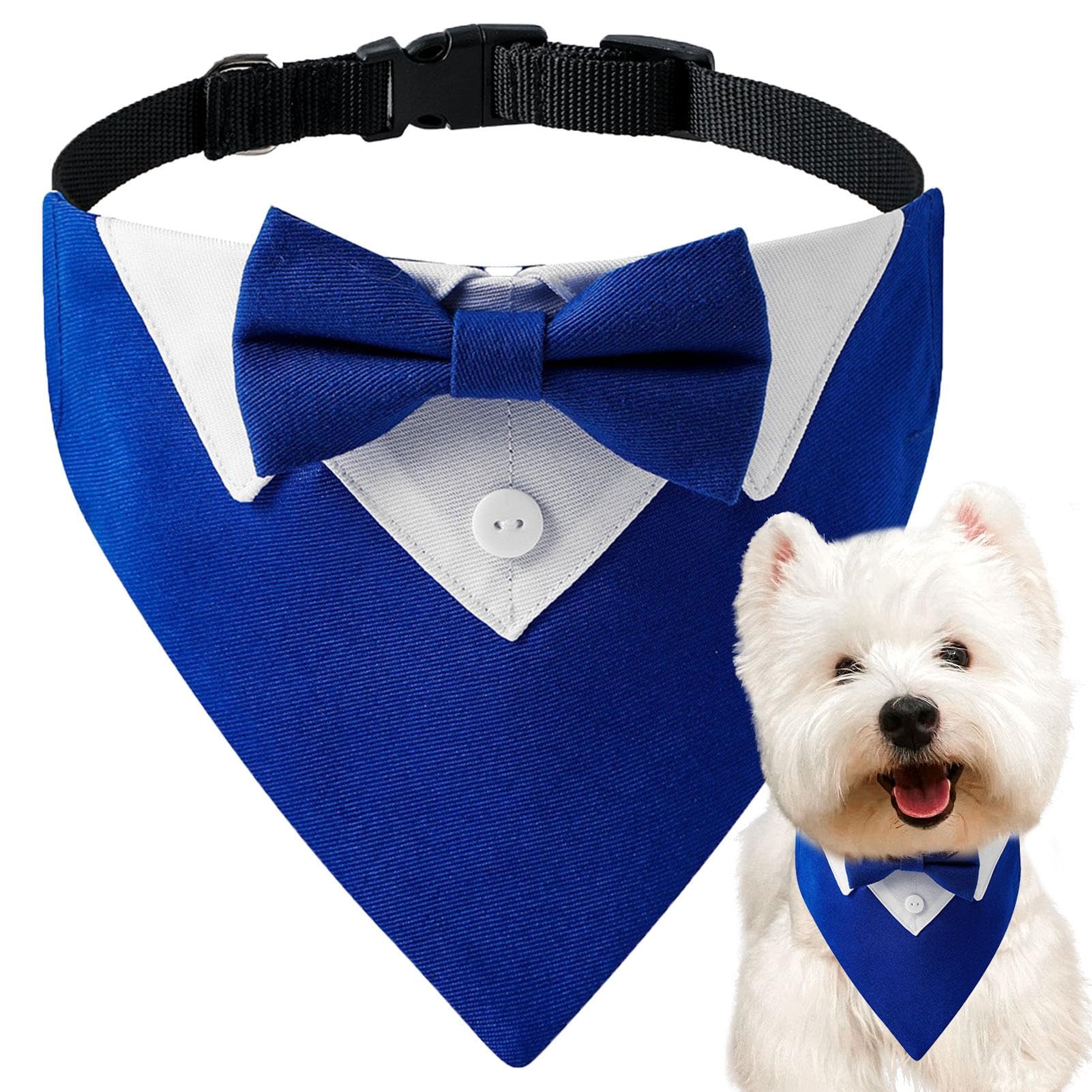 Collar de bandana de boda para esmoquin para perros,Collar de bandana de boda para perros | Pañuelo para perro con pajarita para mascotas - Bufanda de cuello ajustable Bandana para perros para bodas y