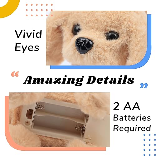 Miniatura 5 de Hopearl Walking Dog Golden Retriever - Juguete electrónico interactivo de peluche para mascotas, regalo para cumpleaños de niños pequeños, marrón, 7