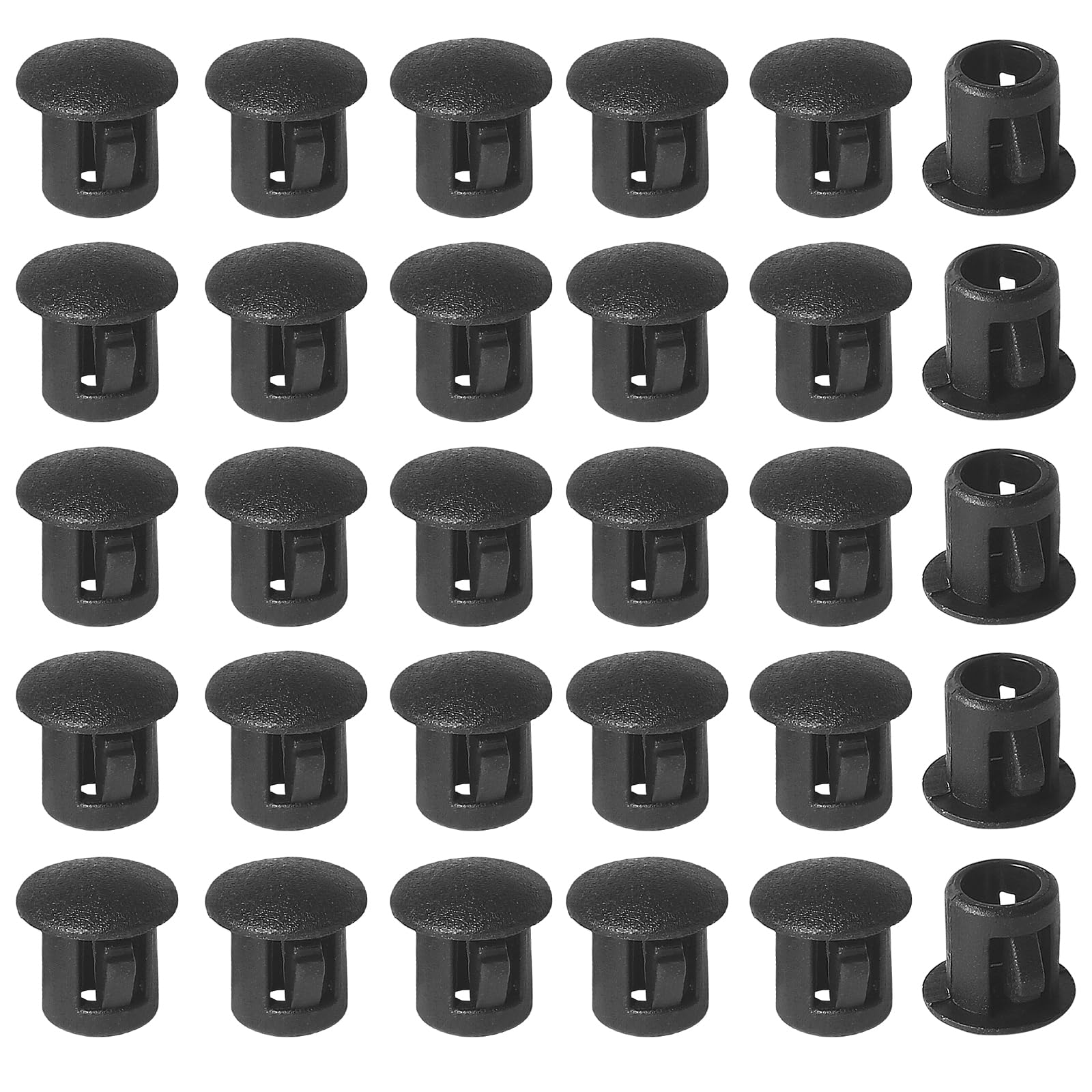 6mm Plastic Hole Plugs - Masendelk Snap-in End Caps - Black - 60pcs