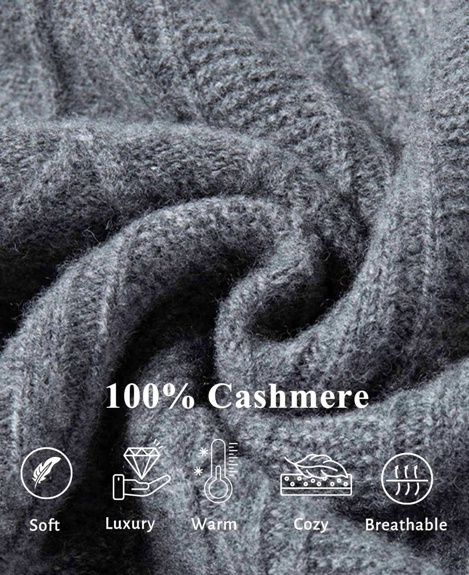 HNVAVQ Maglione Uomo 100% Cashmere a Trecce Girocollo Classico Maglieria Invernale Traspirante