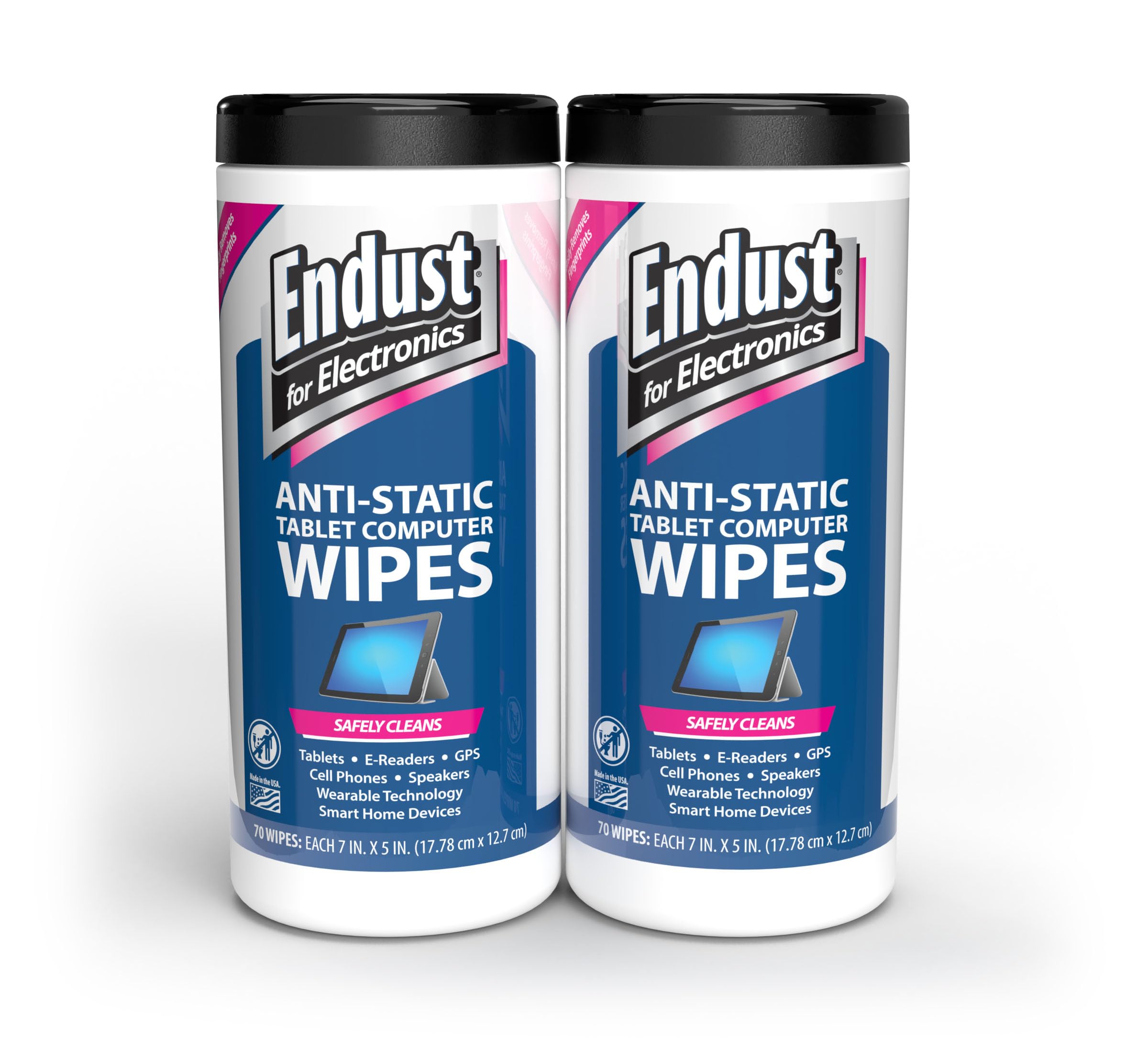 Endust For Electronics; Anti-Static Screen & Surface Cleaning Wipes; For Tablet, E-Reader, Monitor, Laptop, Phone, TV, and More; Pre-Moistened,