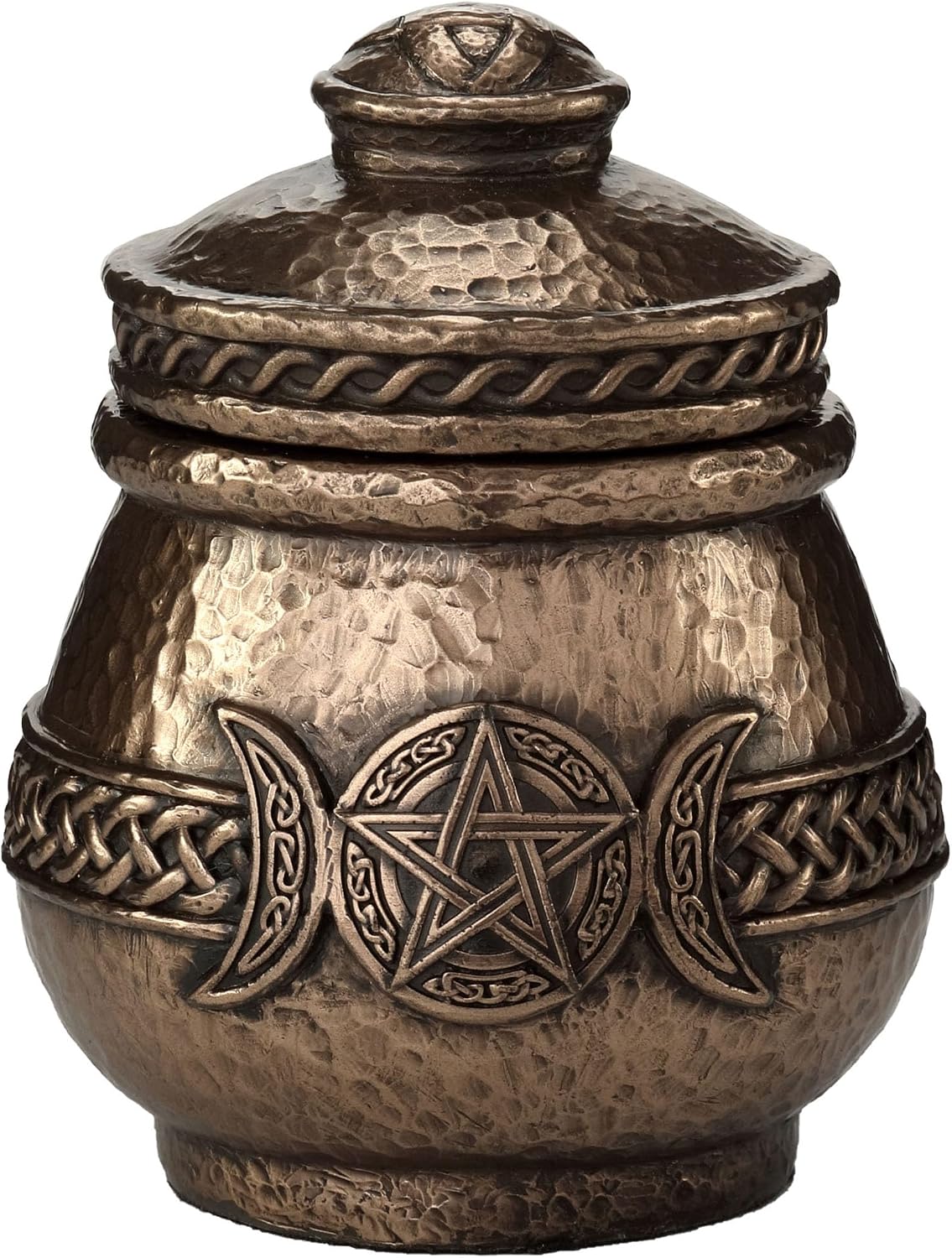 Veronese Design 3 1/2 Inch Triple Moon Pentagram Apothecary Jar Cold Cast Resin Antique Bronze Finish Sculpture