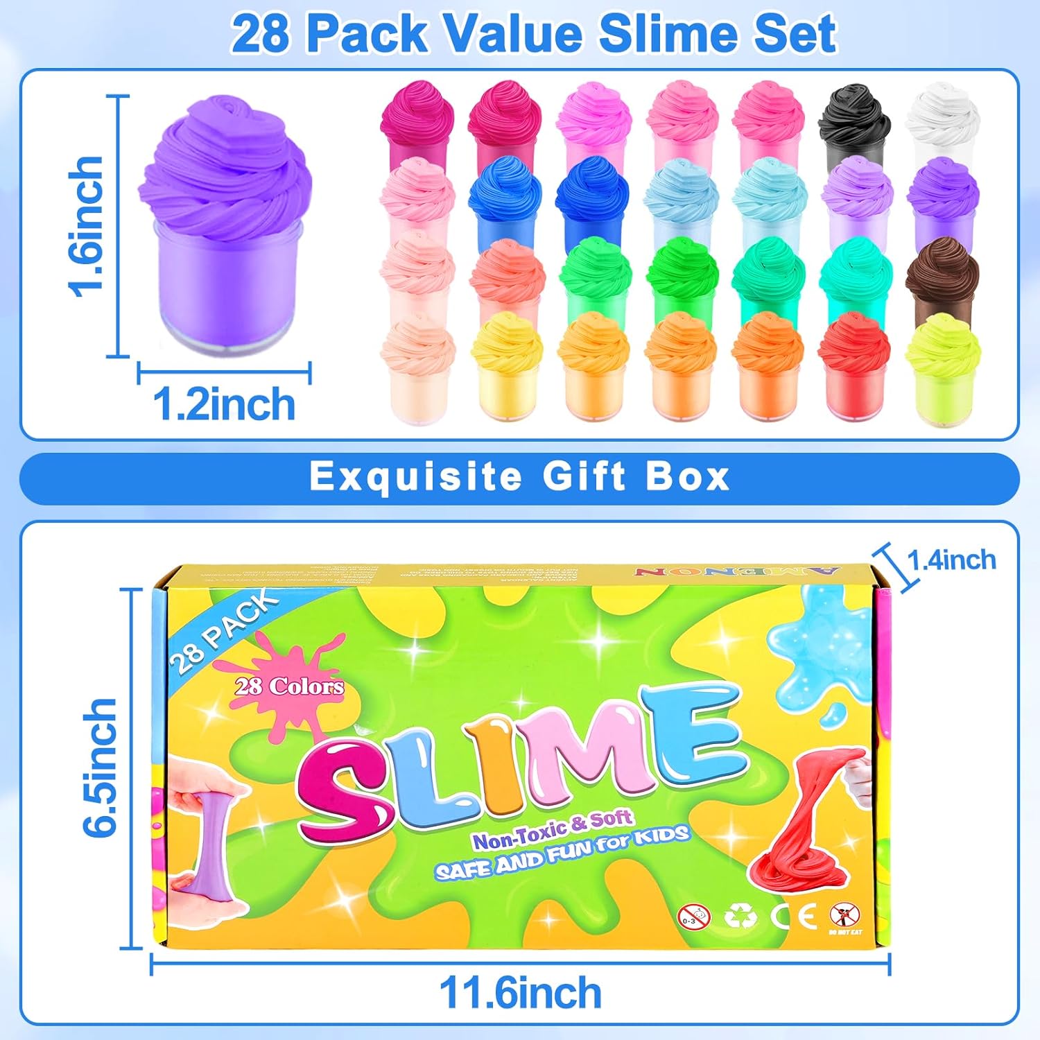 24 Pack Butter Slime Toys, Birthday Gifts for Kids Girls Boys 24 Soft and Stretchy Slime, Stress Relief Toys Classroom Exchange Gifts, School Game Prizes Party Favor