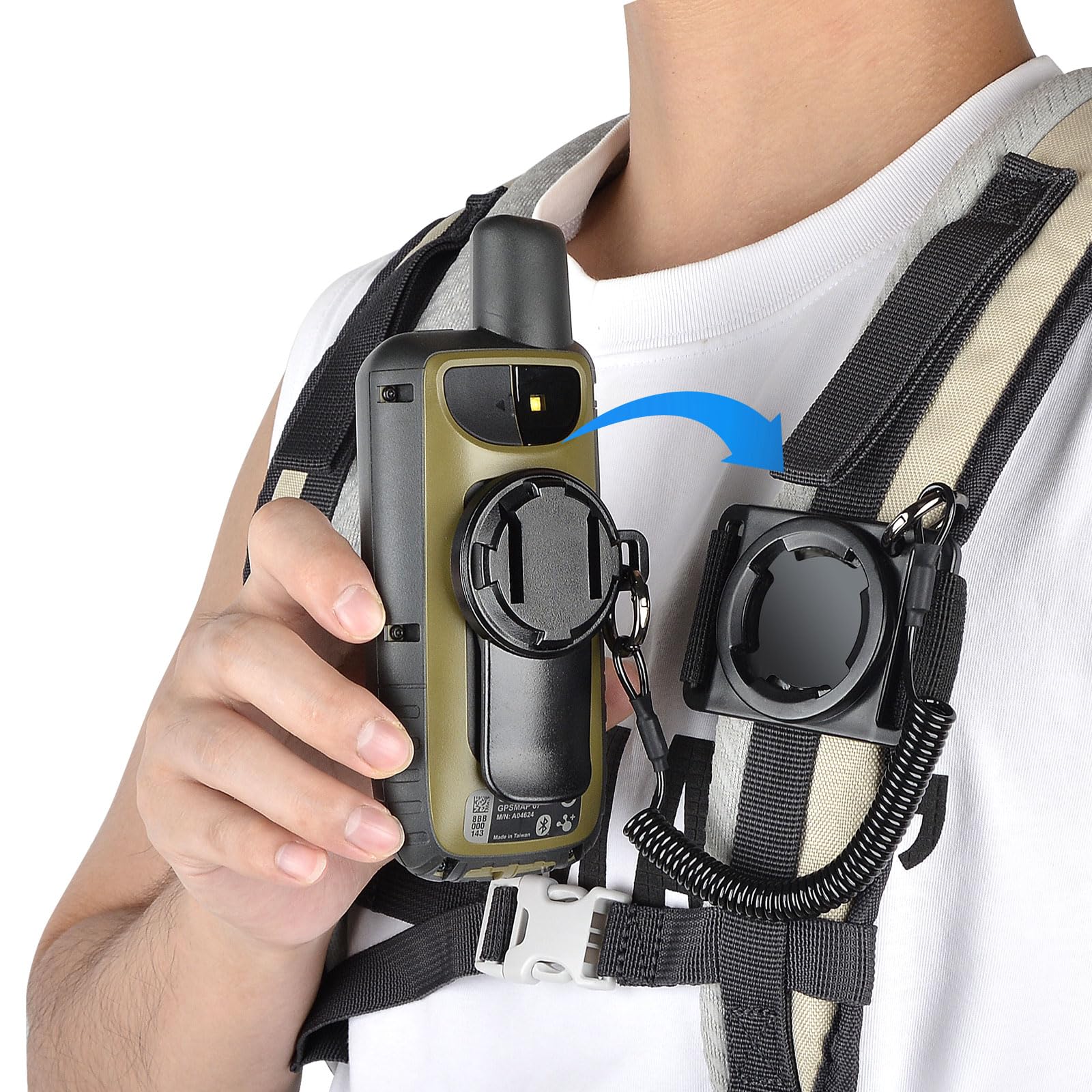 Lamborsafe Backpack Mount for Garmin Handheld GPS eTrex/GPSMAP Series with Safety Tether, Black