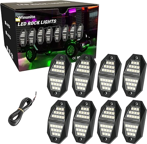 Winunite 8 cápsulas de luces LED de gran angular de color blanco puro IP67 impermeable 6000 K para todoterreno camión automóvil ATV UTV SUV