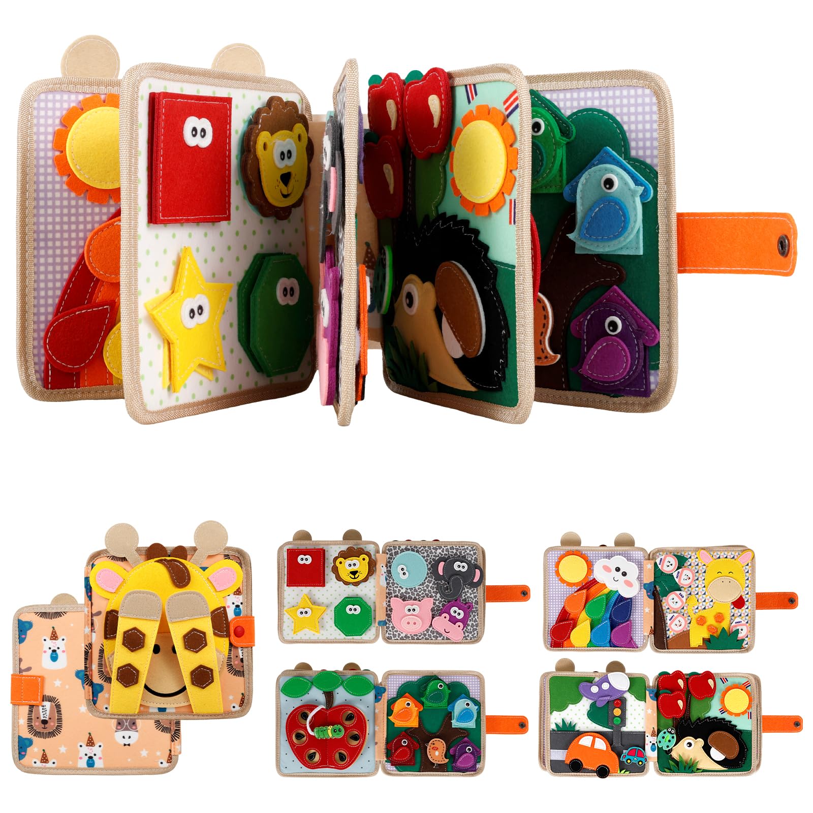Zabawka Busy Board z miękkiego filcu, książeczka z filcu 3D Montessori dla niemowląt z miękkiego materiału, motoryka mała, umiejętności życiowe, zabawka edukacyjna dla dzieci od 1, 2, 3 lat, rozwój