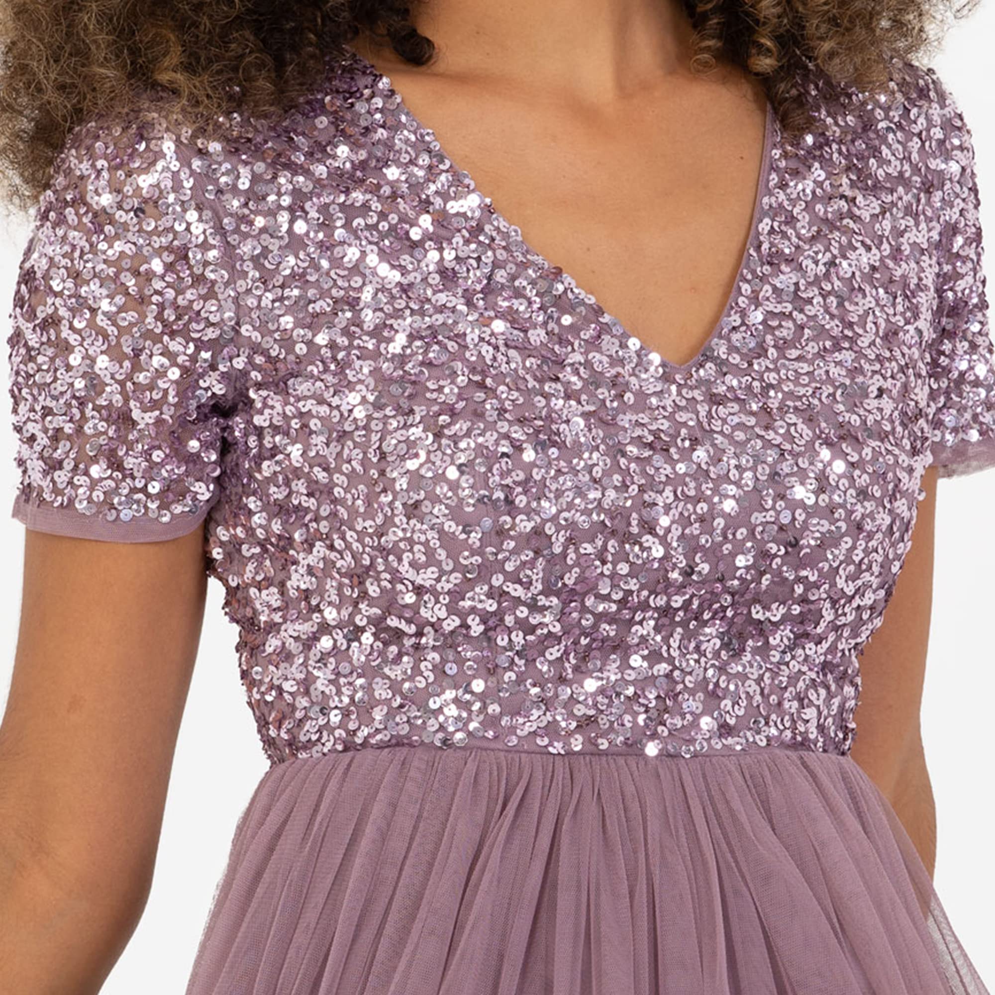 Maya Deluxe Damen Midi-Kleid mit V-Ausschnitt – Bild 3