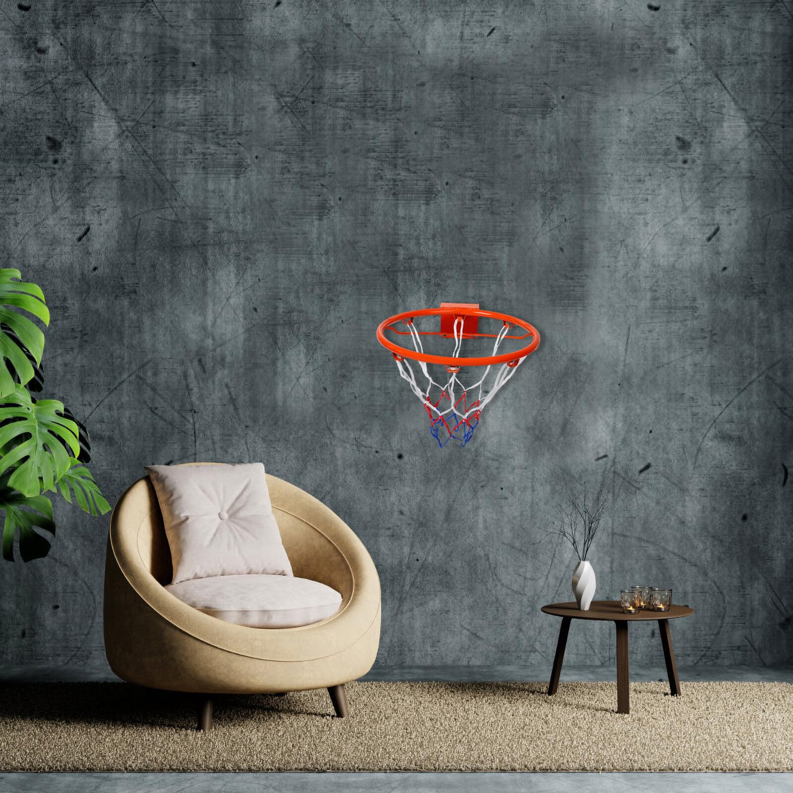 SUPVOX Canestro da Basket da Muro Senza Foratura Rete di Ricambio in Ferro, Struttura Cava Leggera, per Uso Interno ed Esterno, Accessorio Basket per Bambini e Adulti