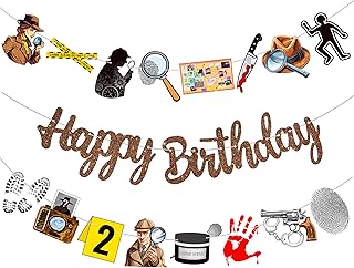 Detective Theme Birthday Party Banners - 3pcs Brown Happy Birthday Hanging Decoration for Top Secret Spy Theme Baby Shower Supplies