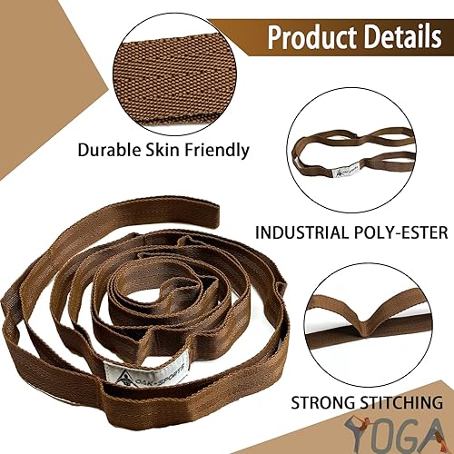Vista 48 de Correa elástica de yoga con bucles, correas elásticas para terapia física, correa de ejercicio no elástica para pilates, danza y gimnasia con guía