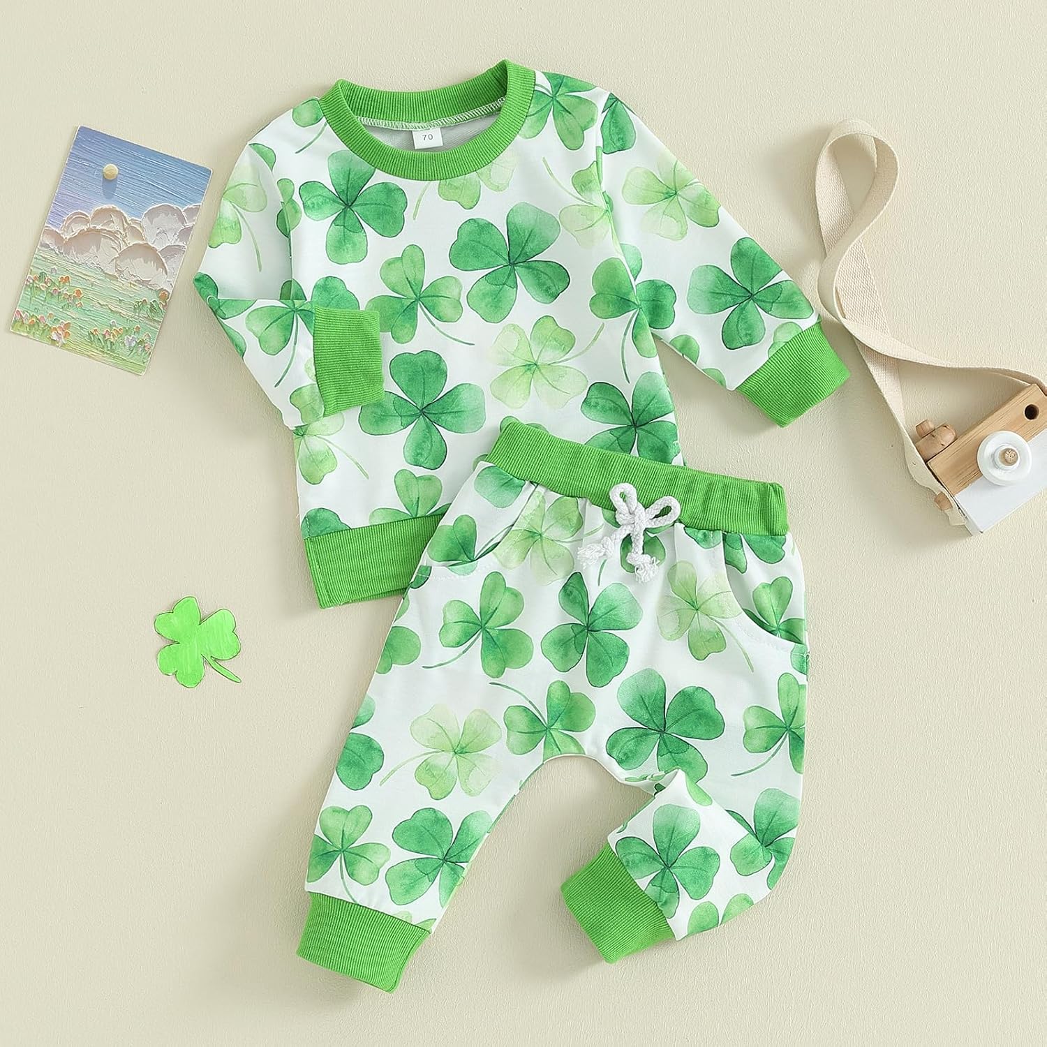 St. Patrick's Day Baby Girl Cute Letter T-Shirt Top and Elastic Drawstring Pants Trousers Newborn Outfits