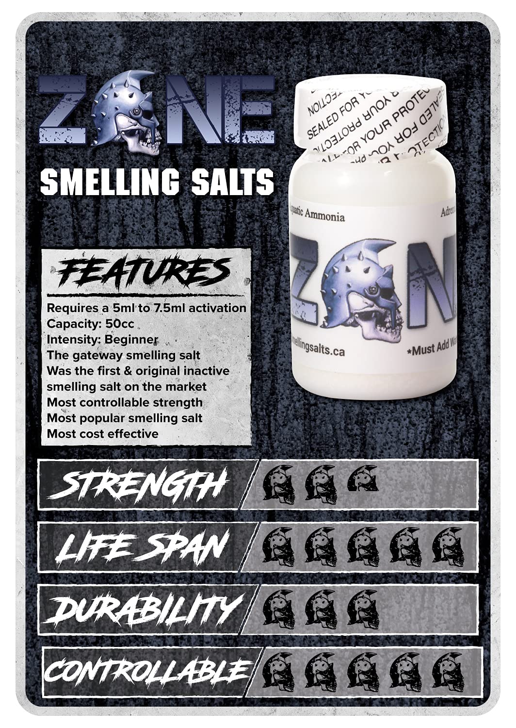 Zone Smelling Salt Longest lasting smelling salts on the market! Ammonia Inhalant Aquatic