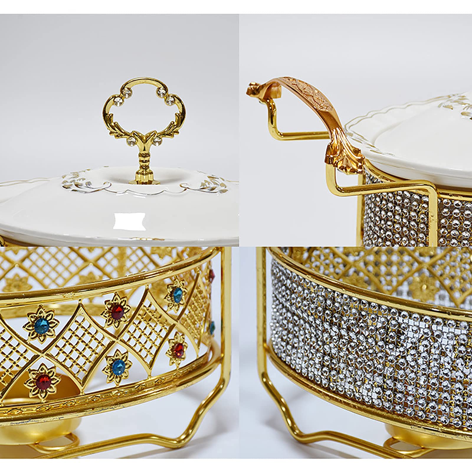 Set da Buffet per Scaldavivande da Chef, Scaldavivande in Ceramica con Decorazione A Diamante, Set di Scaldavivande E Scaldavivande per Buffet, per Catering A Buffet, Feste in Cucina, A, B