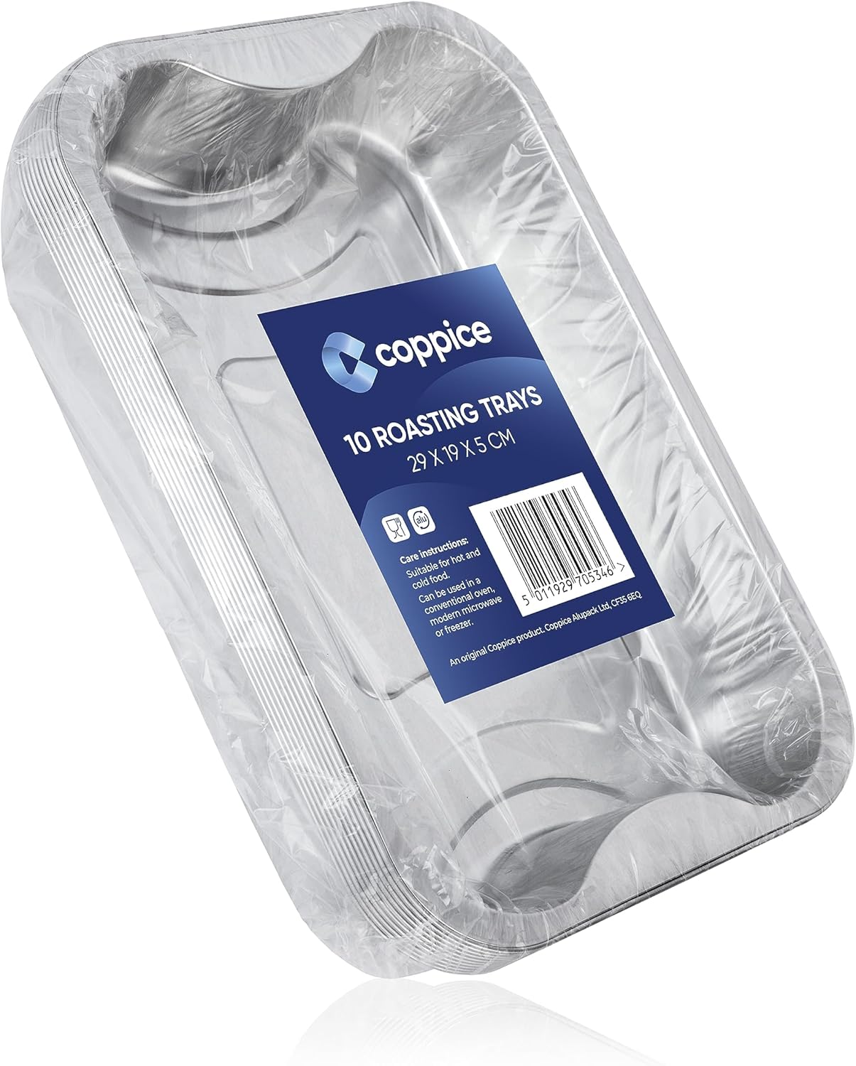 Coppice Aluminium Strong Foil Trays for Baking, BBQ, Roasting, Grilling, & Food Storage | 29cm x 19cm x 5cm | Freezer, Microwave & Oven Safe (10 Trays)