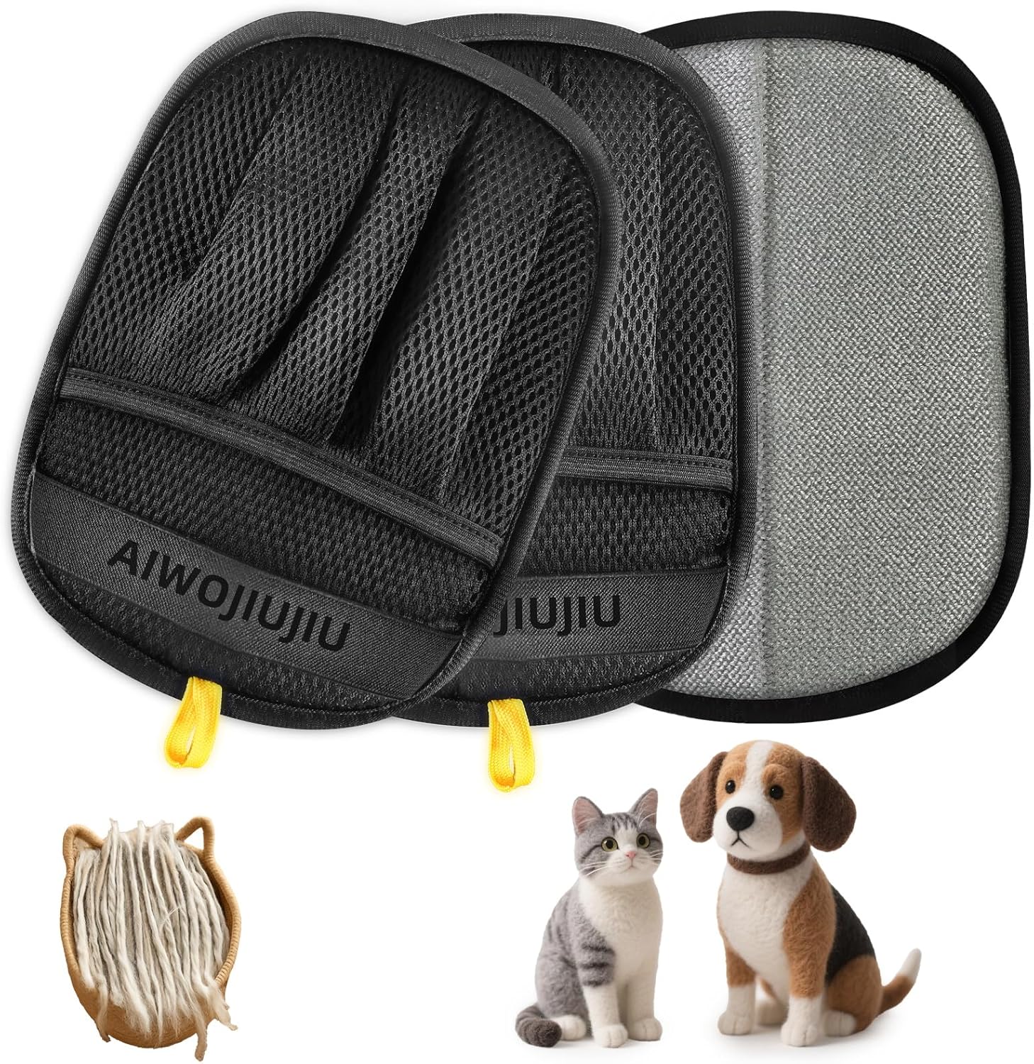 Product image of 2𝑷𝒄𝒔 Pet Hair Removal Glove for Cats & Dogs, Newly Pro Five-Finger Electrostatic Pet Hair Remover Gloves, Reusable & Washable Magic Brush Pet Hair Removal Tool for Couch, Clothing, Carpet, Car Seat