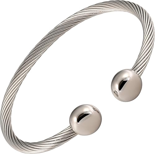 Pulsera magnética de terapia de acero inoxidable retorcida imanes de alta potencia, para hombres y mujeres, brazalete ajustable