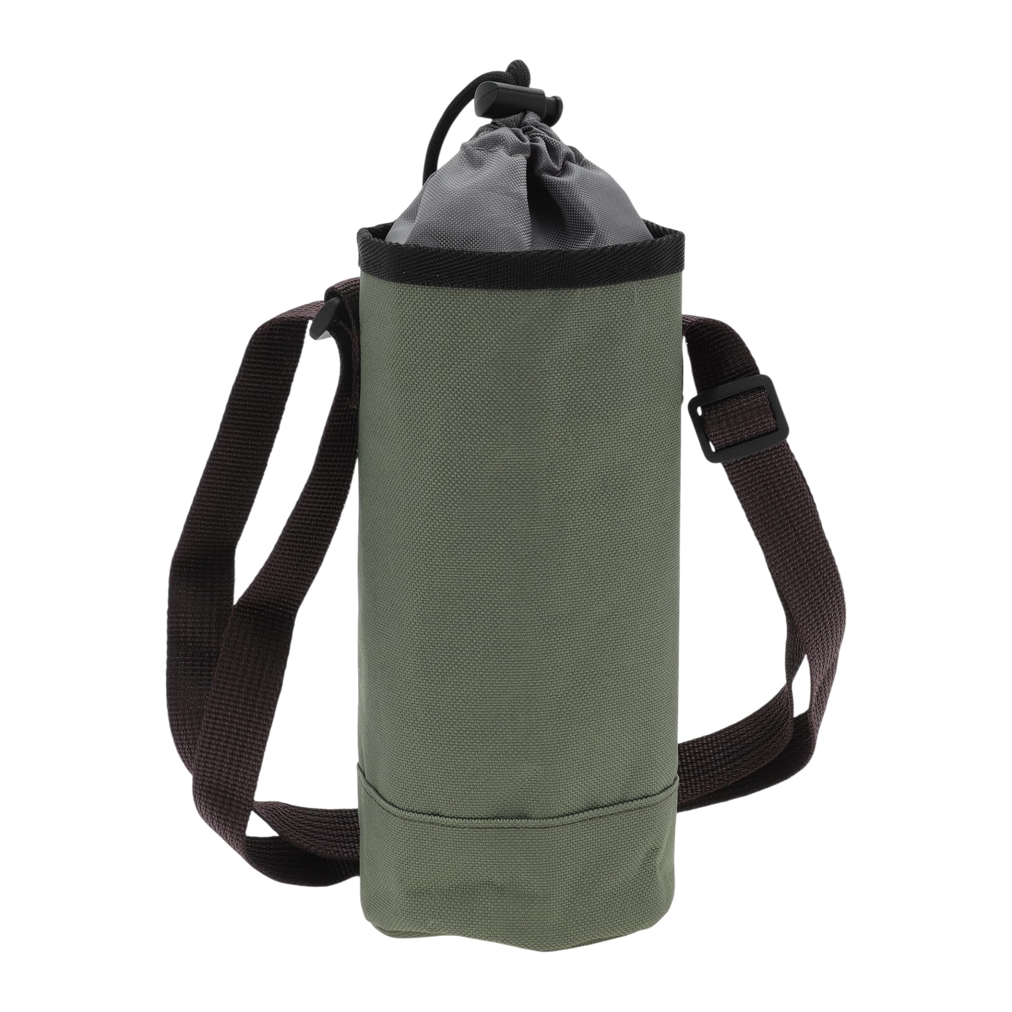 Borsa Isolante per Bottiglia d'Acqua in Tessuto Oxford Cotone Perlato Pellicola in Alluminio Portatile Antiurto con Tracolla Regolabile Sport All'Aperto, 25x9cm, Verde militaresco