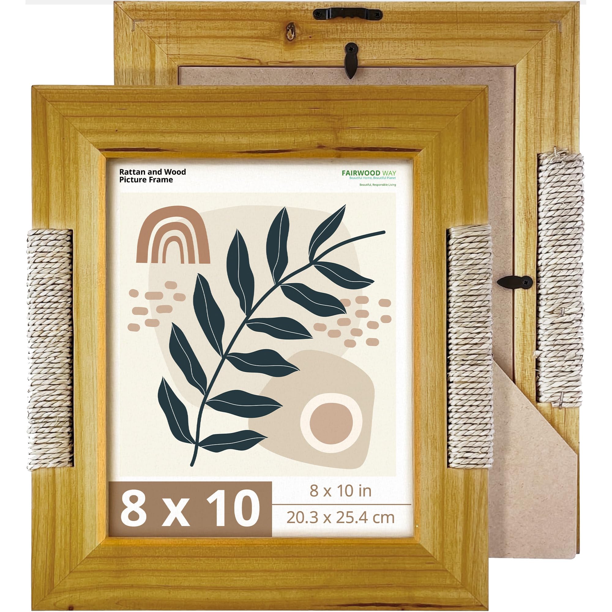 Fairwood Way Boho Picture Frame for 8x10 Inch Photo or Artwork | 11x13 Outer Edge | Boho, Coastal, or Modern Photo Frame, Wooden Decorative Frame with