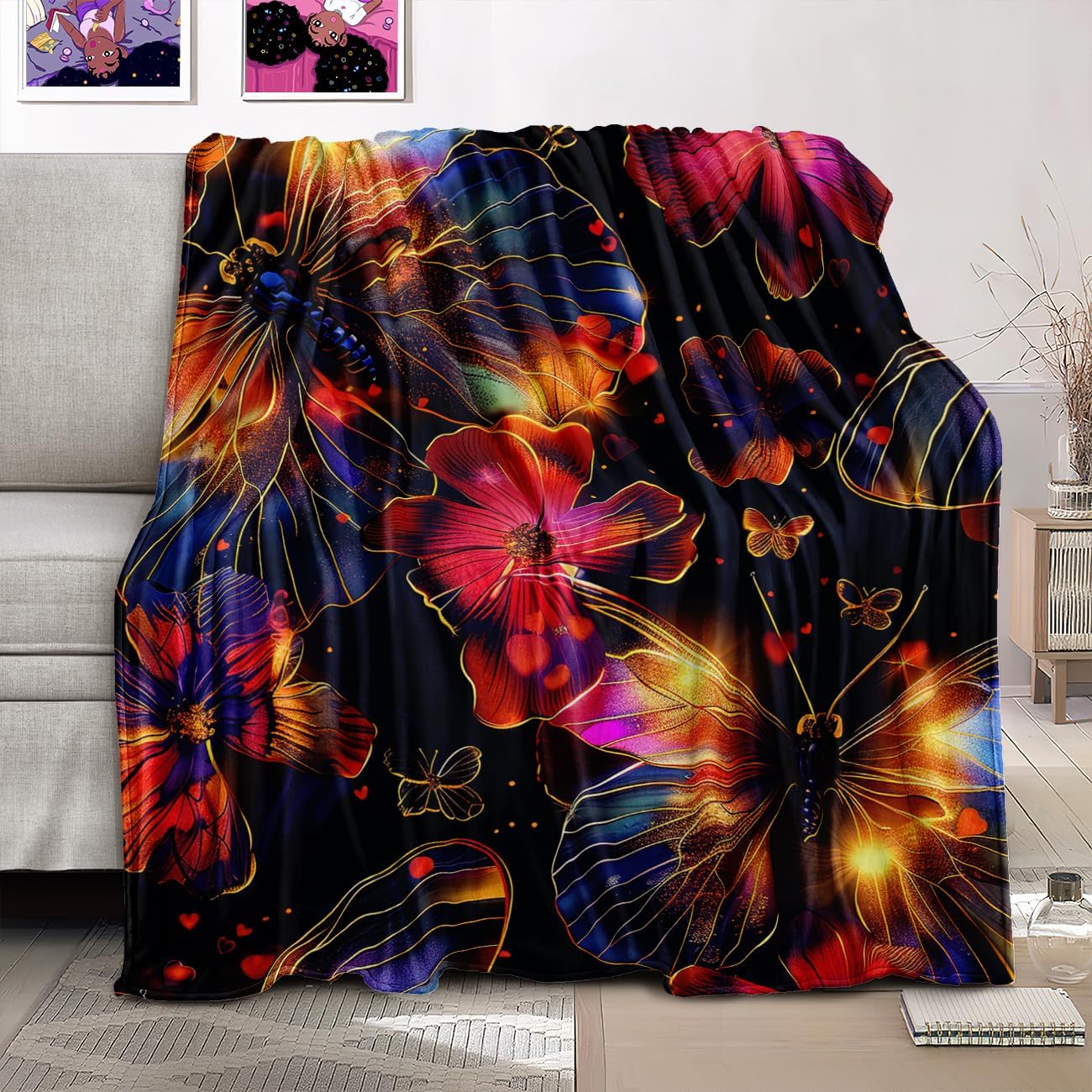 Butterfly Blanket for Girls Boys Butterfly Throw Blanket Gifts for Women Bedding Blanket for Kidsfor Kids Soft Flannel Butterflies Blankets for Couch Sofa Bed,Throw Size 50" x 60" (130 x 150 cm)