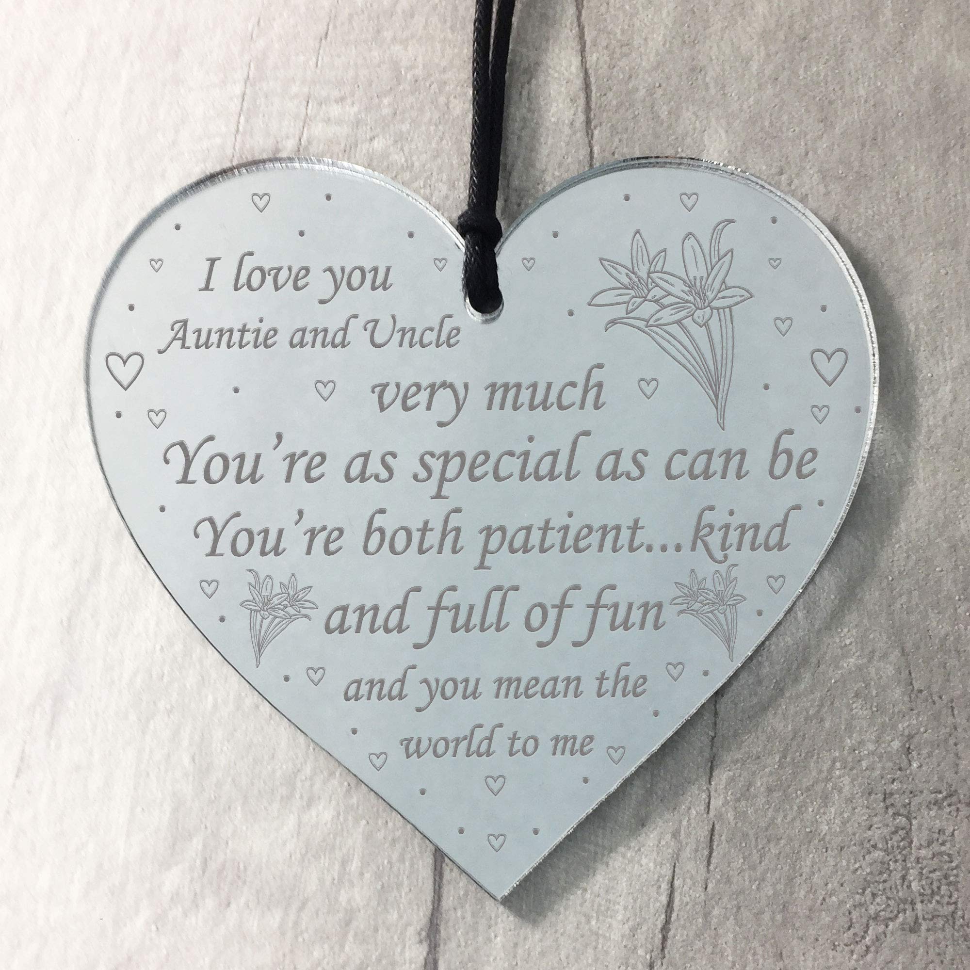RED OCEAN Auntie And Uncle Gift Heart Plaque Auntie Uncle Birthday From Niece Nephew