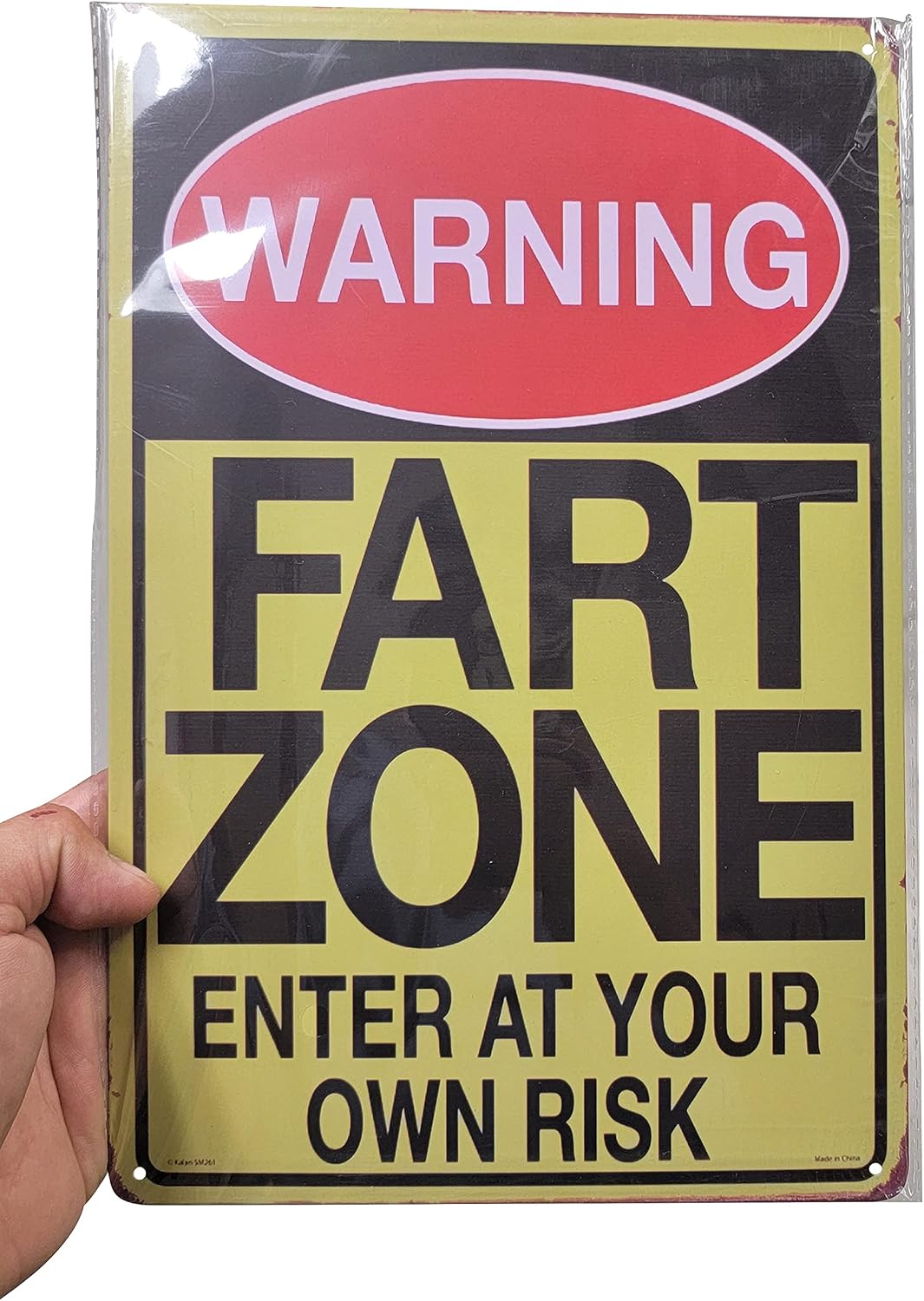 AMERICAN WIT 8" x 12" Metal Tin Sign (Warning Fart Zone Enter at Your OWN Risk) Yellow Background image 5