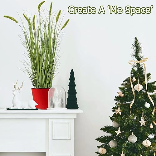 Miniatura 4 de Plantas artificiales de césped alto con macetas de 47 pulgadas, 1 paquete, cautivadora hierba artificial de pampa alta, ideal para decoración del