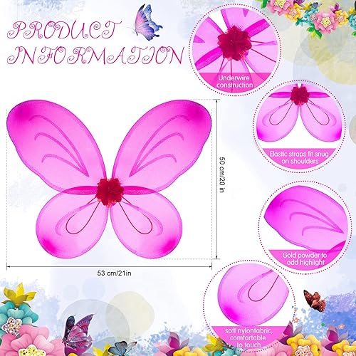 Miniatura 3 de 12 piezas de alas de mariposa de hada para niñas, mariposa cumpleaños, alas de ángel, juguetes para niñas de 2 a 12 años