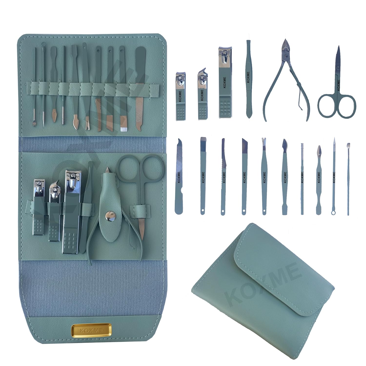 Manicure & Pedicure Kit of 16 Pieces Stainless Steel, Nail Care Tools for Hand & Feet,Professional Grooming Kits for Facial Care, Hand Care, Foot Care (Assorted Color).