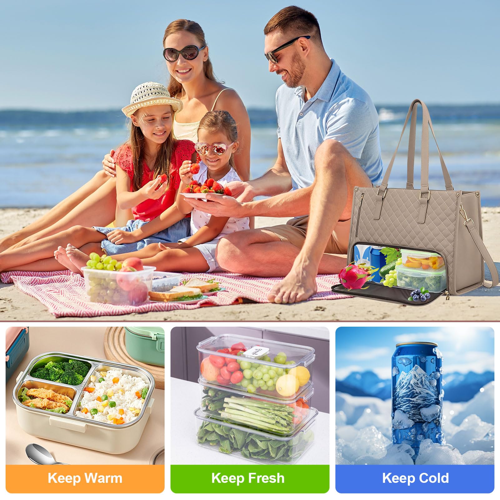 Lunch Bag Comeder 2-in-1 Lunchtas Voor Vrouwen - Geïsoleerde Lunchbox Grote Draagtas Voor Werk Of Uni Lunchvak Met Koelfunctie