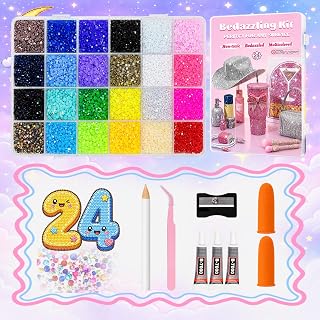 Bedazzling Kit with Rhinestones, Resin Jelly Flatback Gems,Bedazzler Kit with 4×B7000 Jewelry Glue & Complete Tools Set,DIY Craft Supplies for Nail Art Clothing Shoes Books Phone Case (24 color)