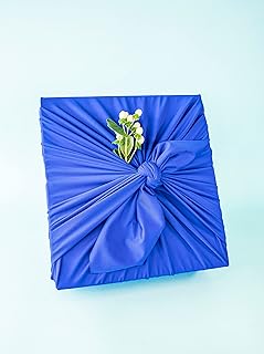 SHIKIWRAP Reusable Cloth Gift Wrap – Large 28" Deep Blue Eco-Friendly Stretchy Furoshiki Fabric Wrap for Birthday Gifts, Holidays, Special Occasions & Sustainable Living