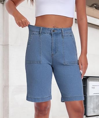 MARIASHA Bermuda Jean Shorts Women's Plus Size