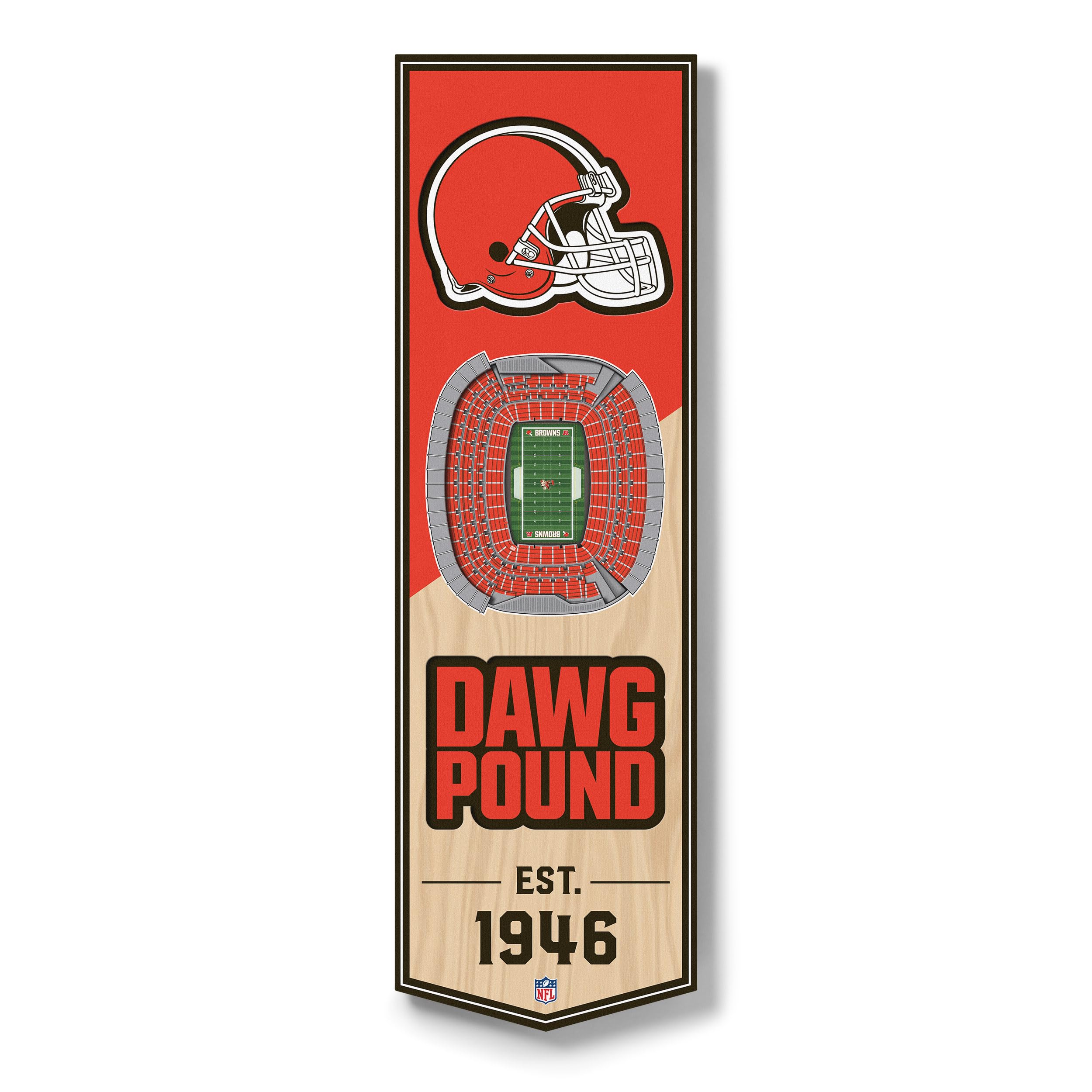 YouTheFan NFL Cleveland Browns 3D Stadium 6x19 Banner - FirstEnergy Stadium — image 1
