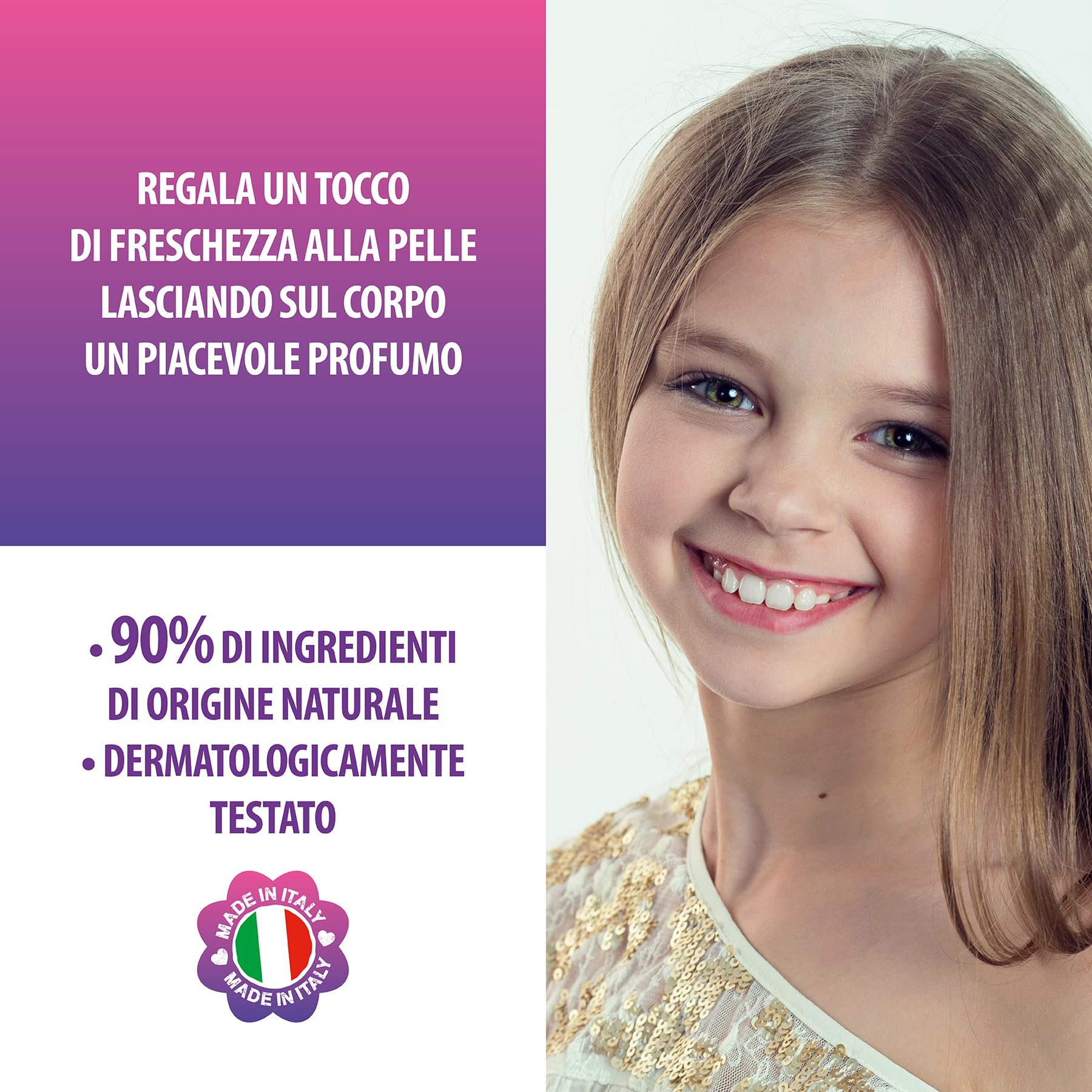 NATURAVERDE Kids -BE A UNICORN Acqua Profumata Glitter 100ml, Fragranza Delicata per Bambine, Effetto Scintillante, Formula Delicata e Sicura