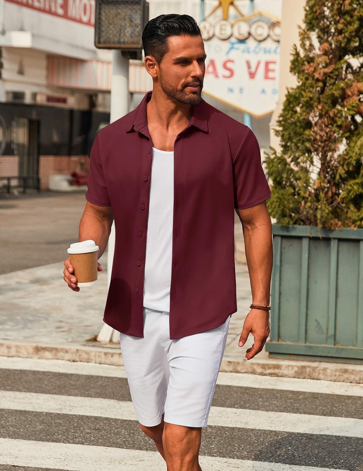 COOFANDY Men's Casual Button Down Short Sleeve Shirts Untucked Wrinkle Free Shirt Stretch Dress Shirts - Image 4