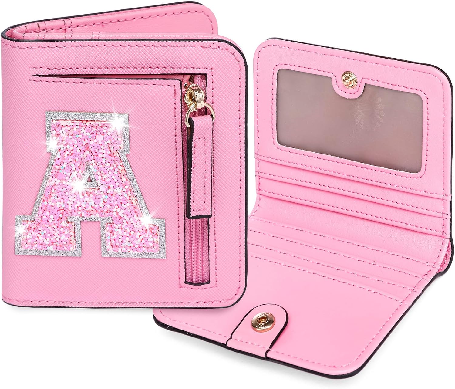 YQE Initial RFID Wallet Small Teen Girl Gifts Trendy Stuff Birthday Christmas Stocking Stuffer Gift Idea for Tween Daughter Granddaughter Niece 6 7 8 9 10 11 12 13 Year Old, Pink, A