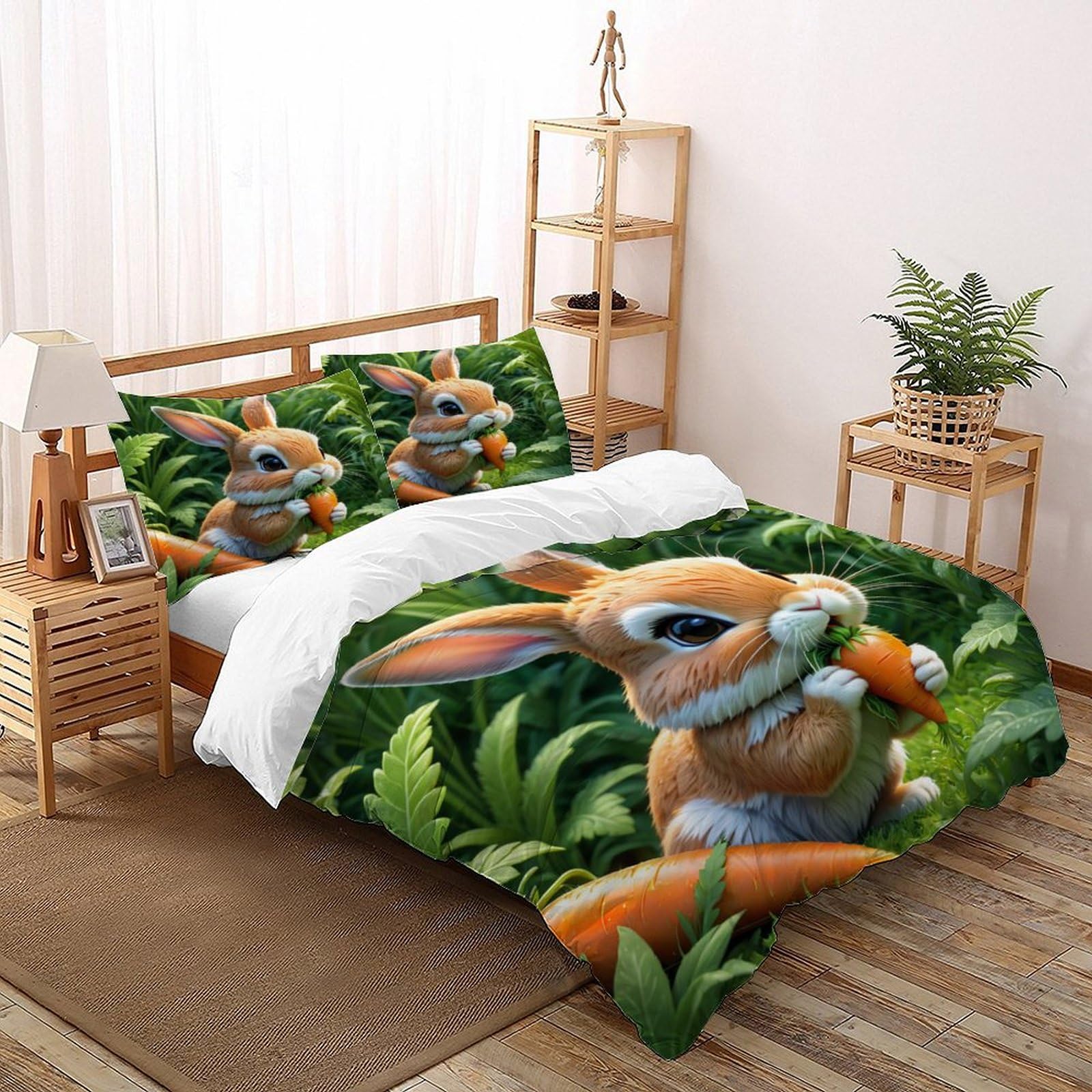 Housse de couette 260x220cm lapin pour chambre style nature sauvage