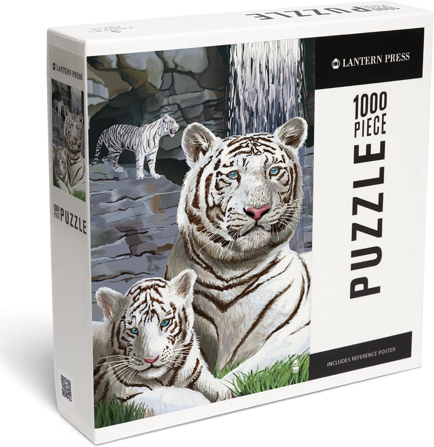Lantern Press White Tiger Family 1000 Piece Jigsaw Puzzle for Adults, Made in USA with Reference Poster
