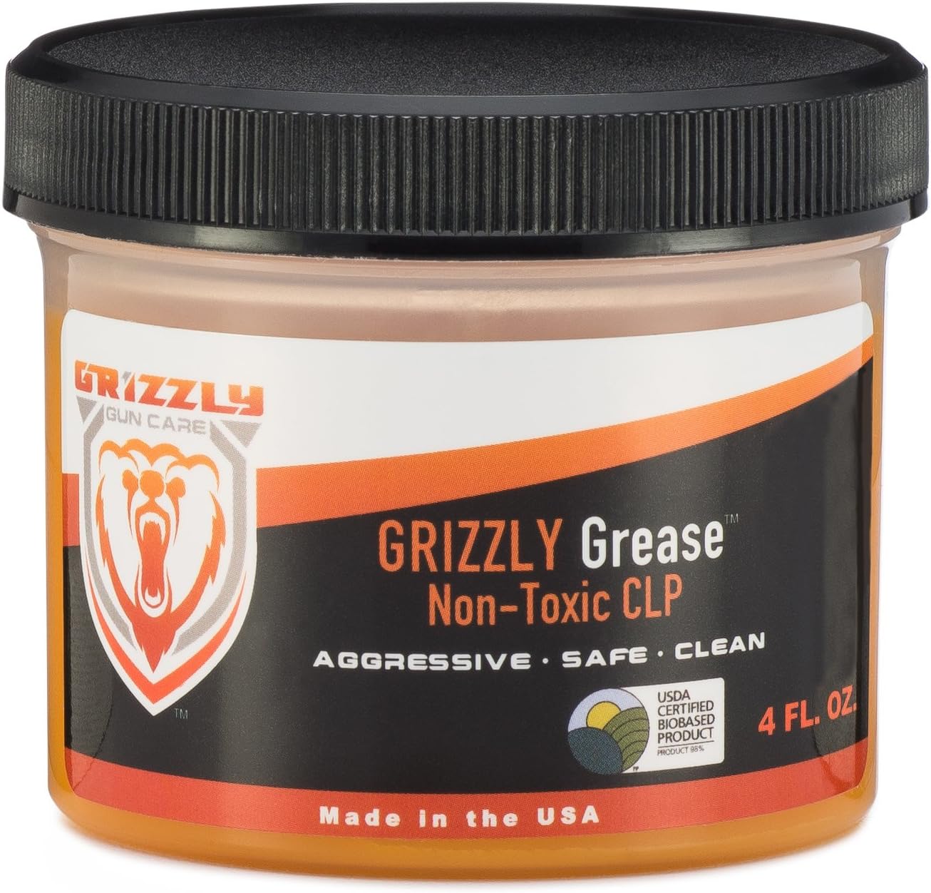 Grizzly Grease CLP | All-in-One Gun Cleaner, Lubricant, & Protectant | USDA Certified Bio-Based Gun Oil Alternative | Exceeds 5 MIL-SPEC Technical Standards | 4 Oz. Leak-Proof Container