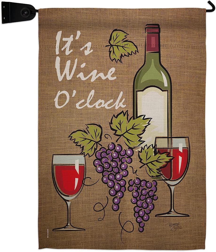 Its Wine Garden Flag Set Wall Hanger Beverages Drink Fruits Cheese Sangria White Red Rose Dessert Sparkling Small Decorative Gift Yard House Banner Made In USA 13 X 18.5